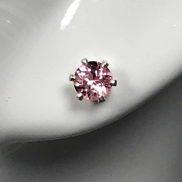 Pamynthia Designs Jewelry - Pink Topaz Sterling Silver Stud Earrings- 4mm Pink Topaz Earrings